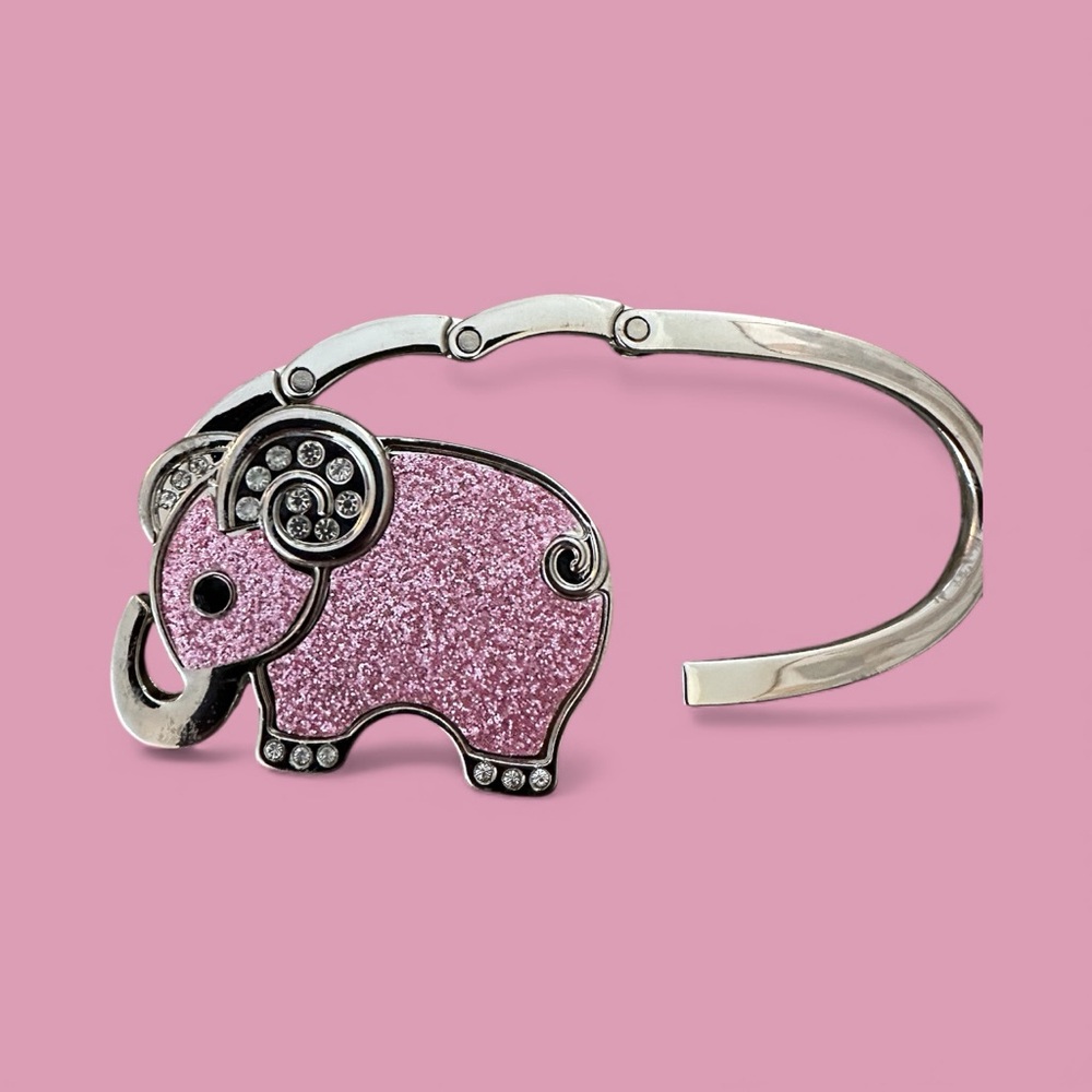 Bag Hook - Sparkling Pink Elephant Purse Holder - New Handbag Accessory - Picture 6 of 9